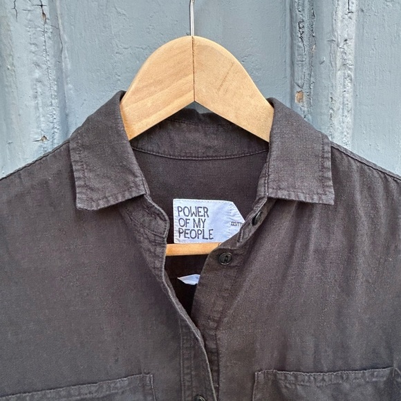 Power of my People black Wayward Fit Ss button up shirt, size xxs - Picture 6 of 14